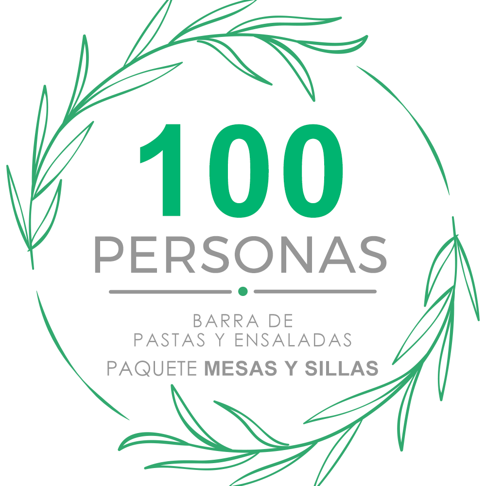 Paquete 100p Mesas y Sillas +Barra de pastas y ensaladas