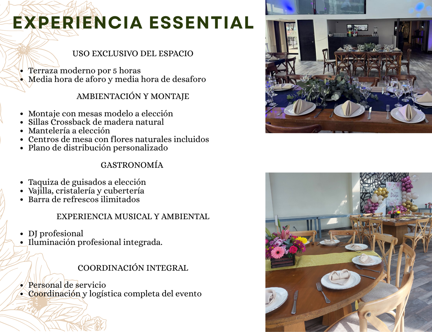 Taquiza de guisados con montaje mesas y sillas